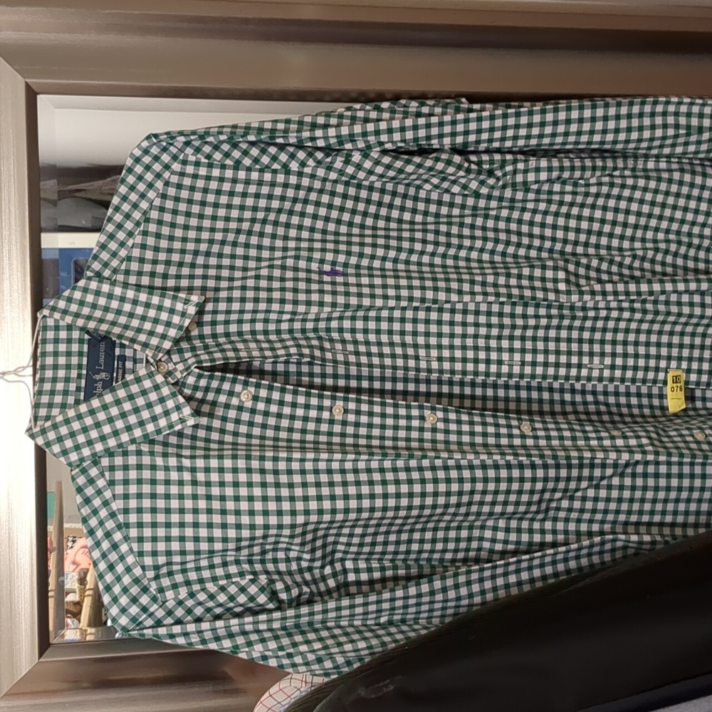 Ralph Lauren green checkered button down M